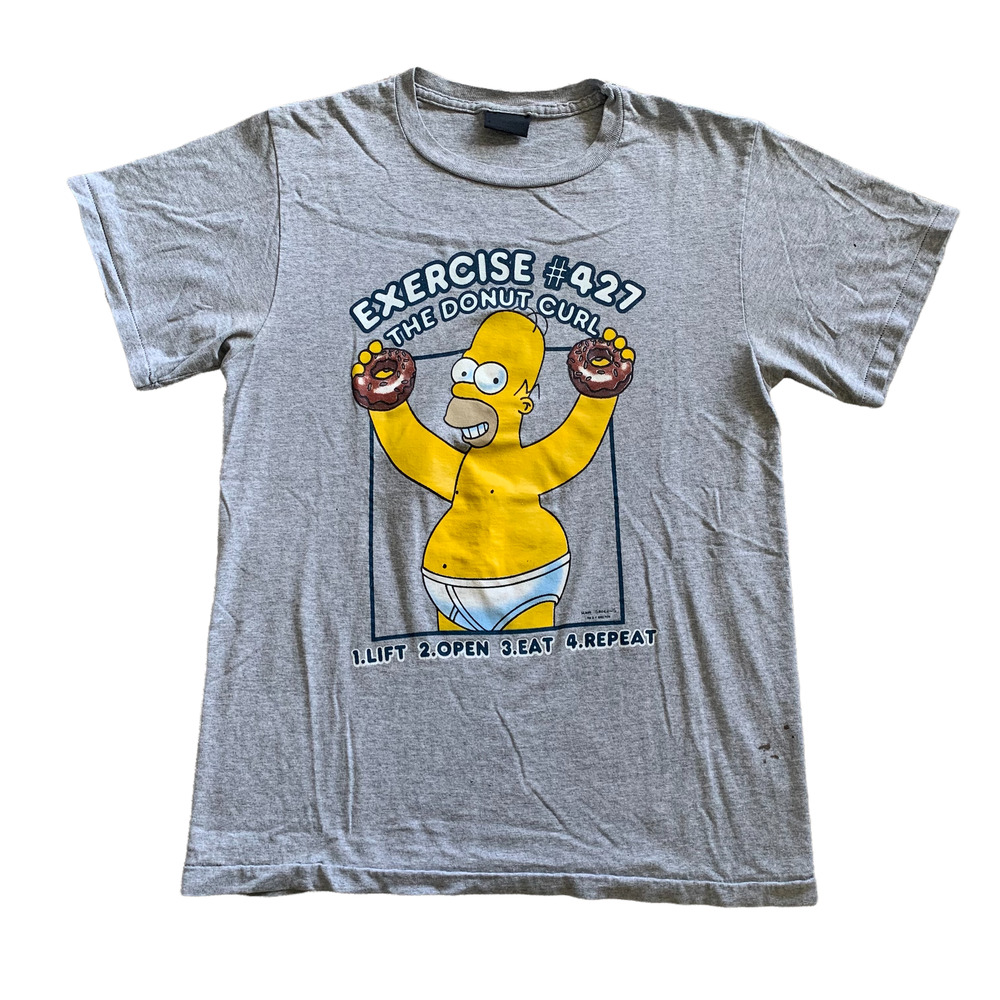 Vintage y2k Homer Simpson "The Donut Curl" Exercise #427 T-shirt (M)